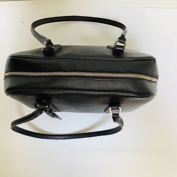 VINTAGE PRADA BOWLING BAG BOSTON BAG BLACK LEATHER EUC SHOULDER BAG PERFECTION - Picture 7 of 15